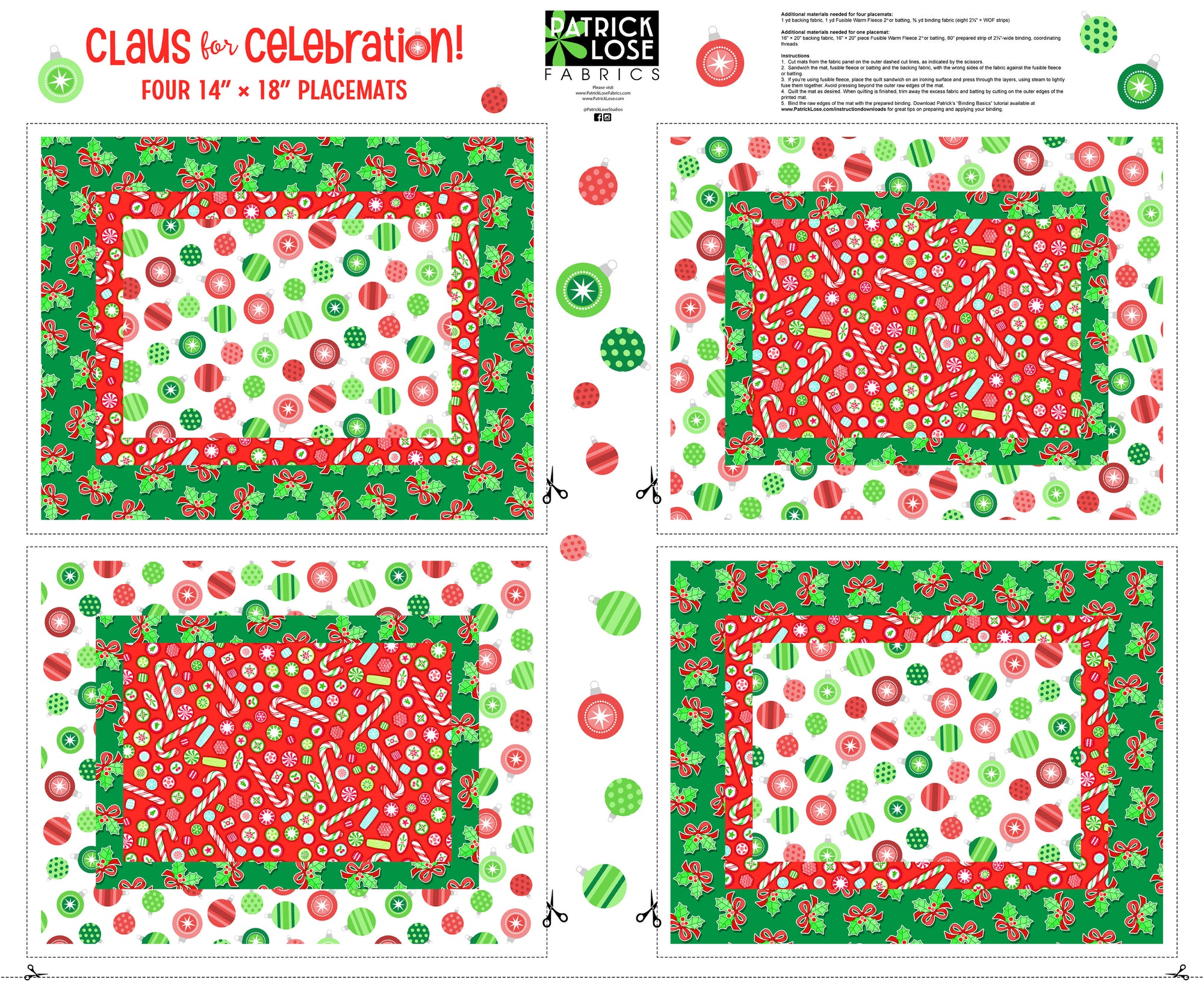 Claus for Celebration PLACE MATS PANEL 10566-10