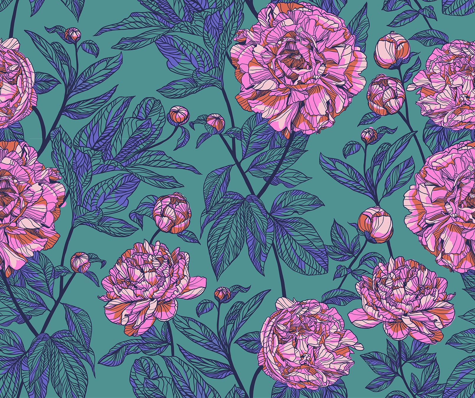 Indelible Peony Jade - 108 Wide back 78